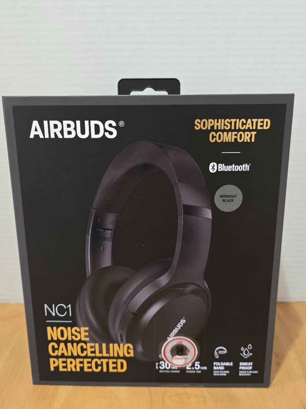Airbuds NC1 Wireless Bluetooth Headphones Noise Cancelling Midnight Black NEW